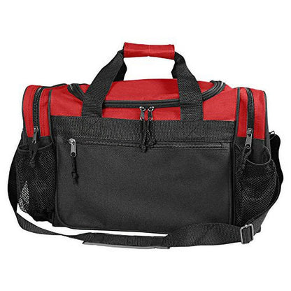 17" Duffle Bag Sports Travel Gym Bag with Mesh Pockets in Red
