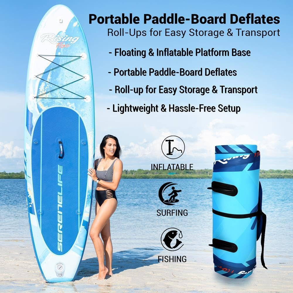 Inflatable Stand up Paddle Board with Premium SUP Accessories – Wide Stable Design with Non-Slip EVA Deck Pad for Adults and Youth of All Skill Levels, 350 Lbs Capacity