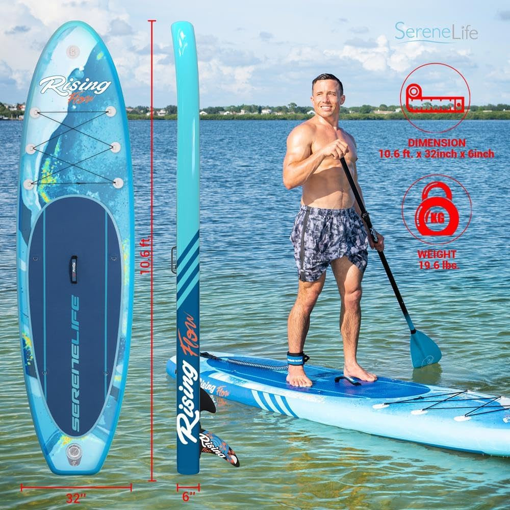 Inflatable Stand up Paddle Board with Premium SUP Accessories – Wide Stable Design with Non-Slip EVA Deck Pad for Adults and Youth of All Skill Levels, 350 Lbs Capacity