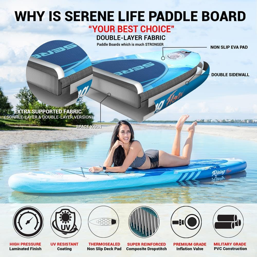 Inflatable Stand up Paddle Board with Premium SUP Accessories – Wide Stable Design with Non-Slip EVA Deck Pad for Adults and Youth of All Skill Levels, 350 Lbs Capacity