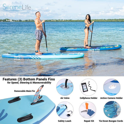 Inflatable Stand up Paddle Board with Premium SUP Accessories – Wide Stable Design with Non-Slip EVA Deck Pad for Adults and Youth of All Skill Levels, 350 Lbs Capacity