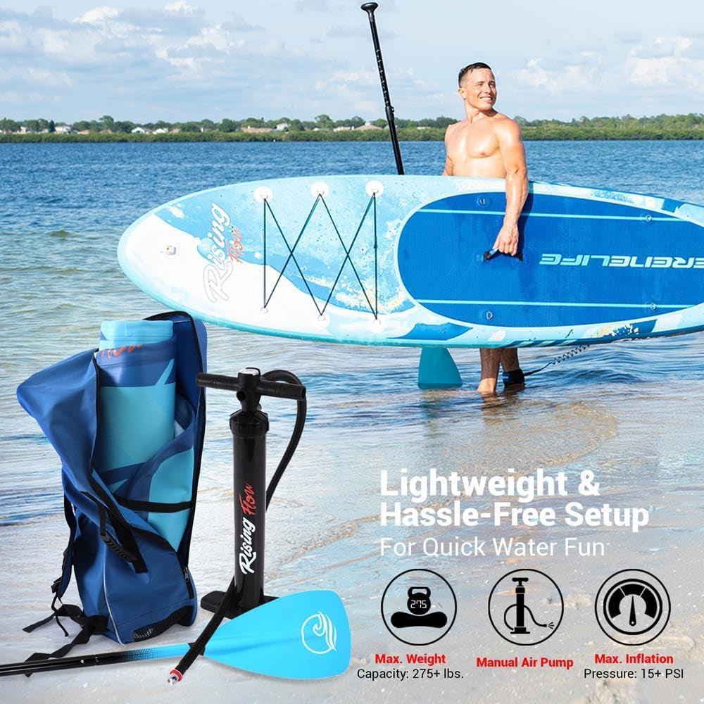 Inflatable Stand up Paddle Board with Premium SUP Accessories – Wide Stable Design with Non-Slip EVA Deck Pad for Adults and Youth of All Skill Levels, 350 Lbs Capacity